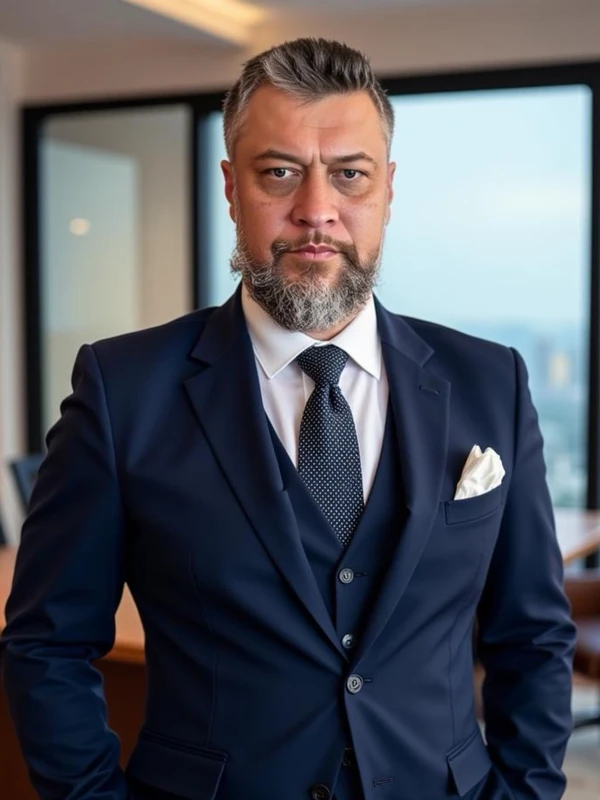 Tristan Gonzalez, Director and Co-founder, in a navy suit